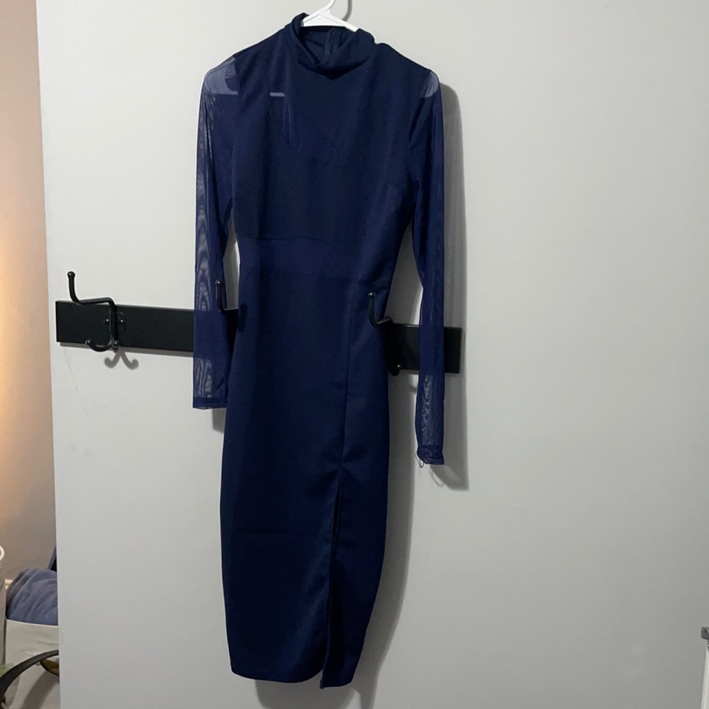 Blue Mesh Midi w/ Slit